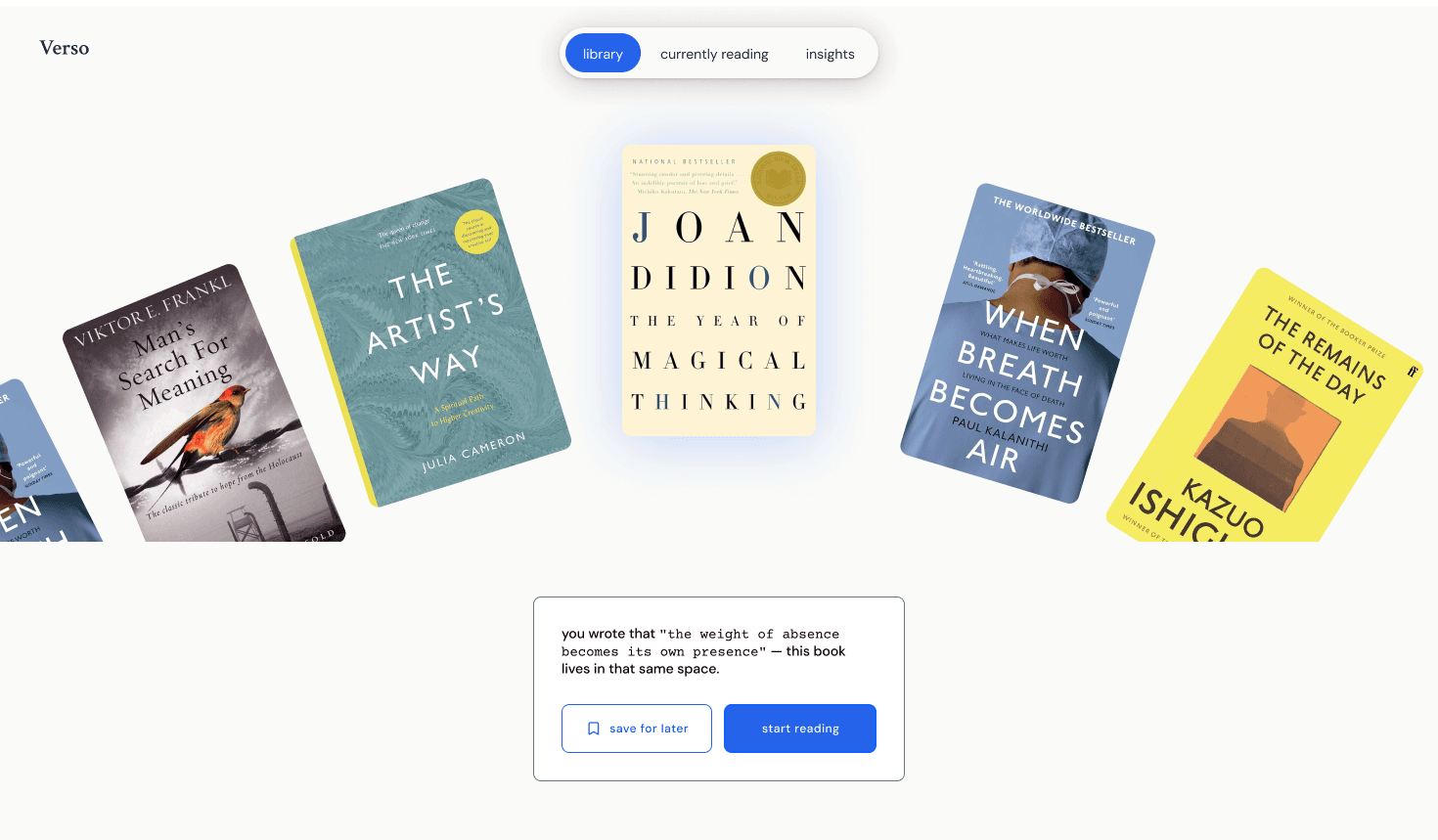 Verso product exploration preview